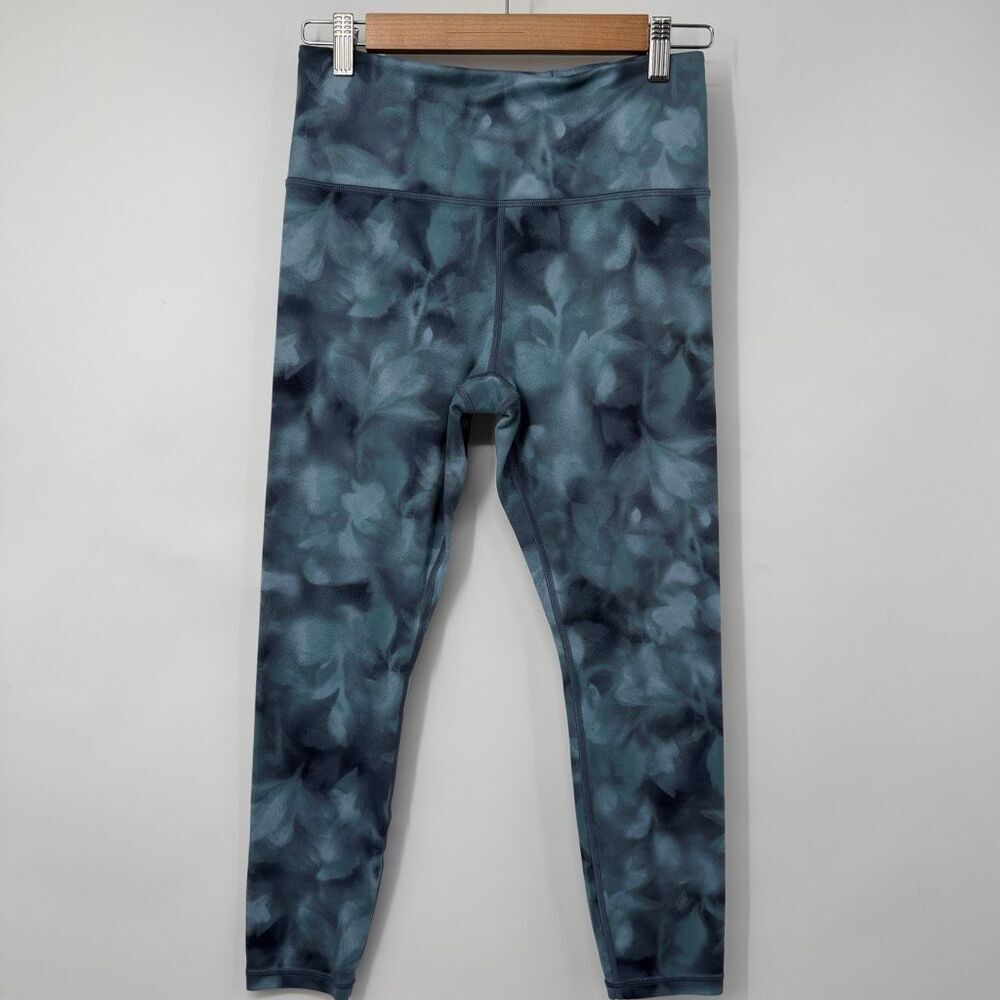 Athleta Serene Riviera Green Blue Watercolor Elation Printed 7/8 Tights Medium